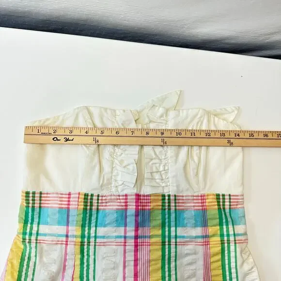 Lilly Pulitzer Summer Plaid Tie Back Ruffle Strapless Franco Dress Size 6 Beach - Picture 13 of 15